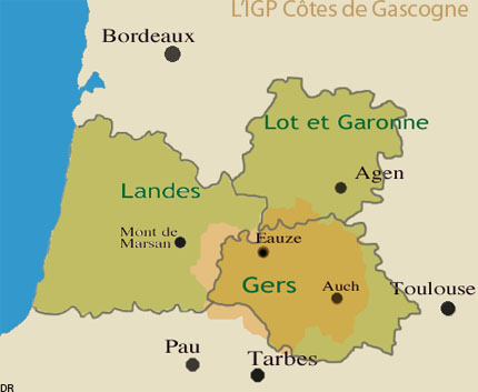 Carte des Côtes de Gascogne